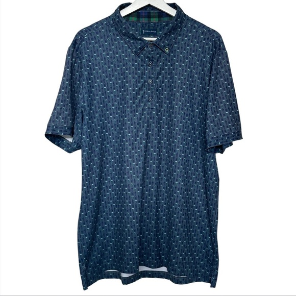William Murray Mens Golf Stretch Polo Athletic Sporty Beer Glass Pattern Shirt L - Picture 1 of 10